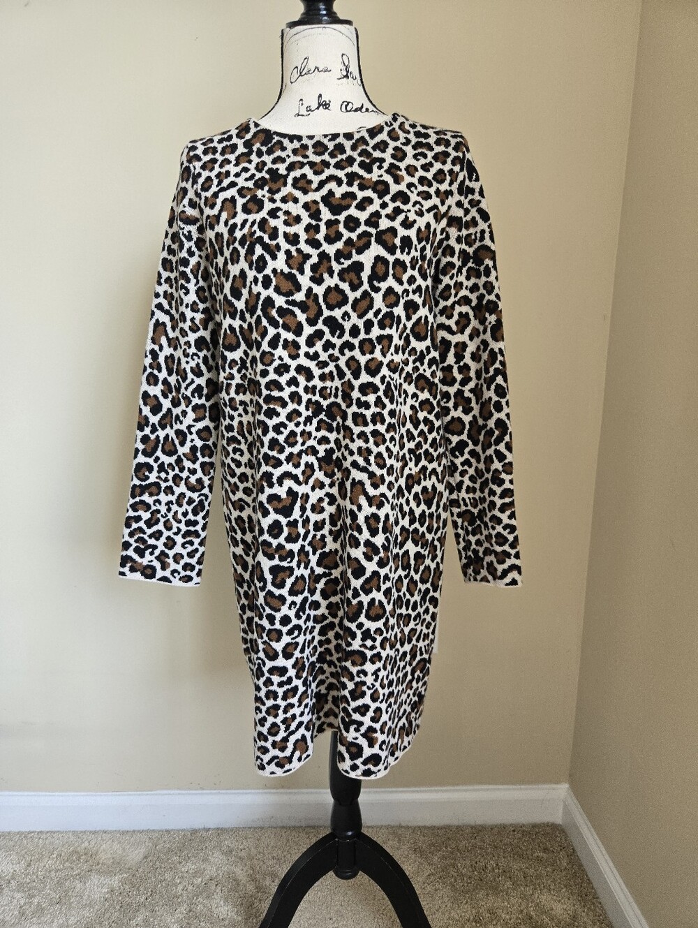 Weekend Maxmara Wool Dress Long Sleeve Animal Print